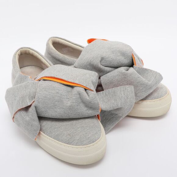 Joshua Sanders Grey Knit Fabric Bow Slip On Sneakers Size 38 - Picture 4 of 7